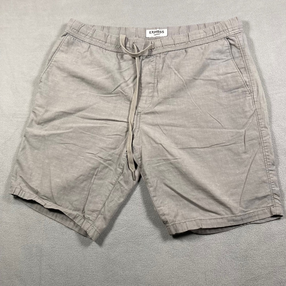 Express Men's Jogger Shorts Size 34 Gray Mid Rise Straight Leg Non-Stretch